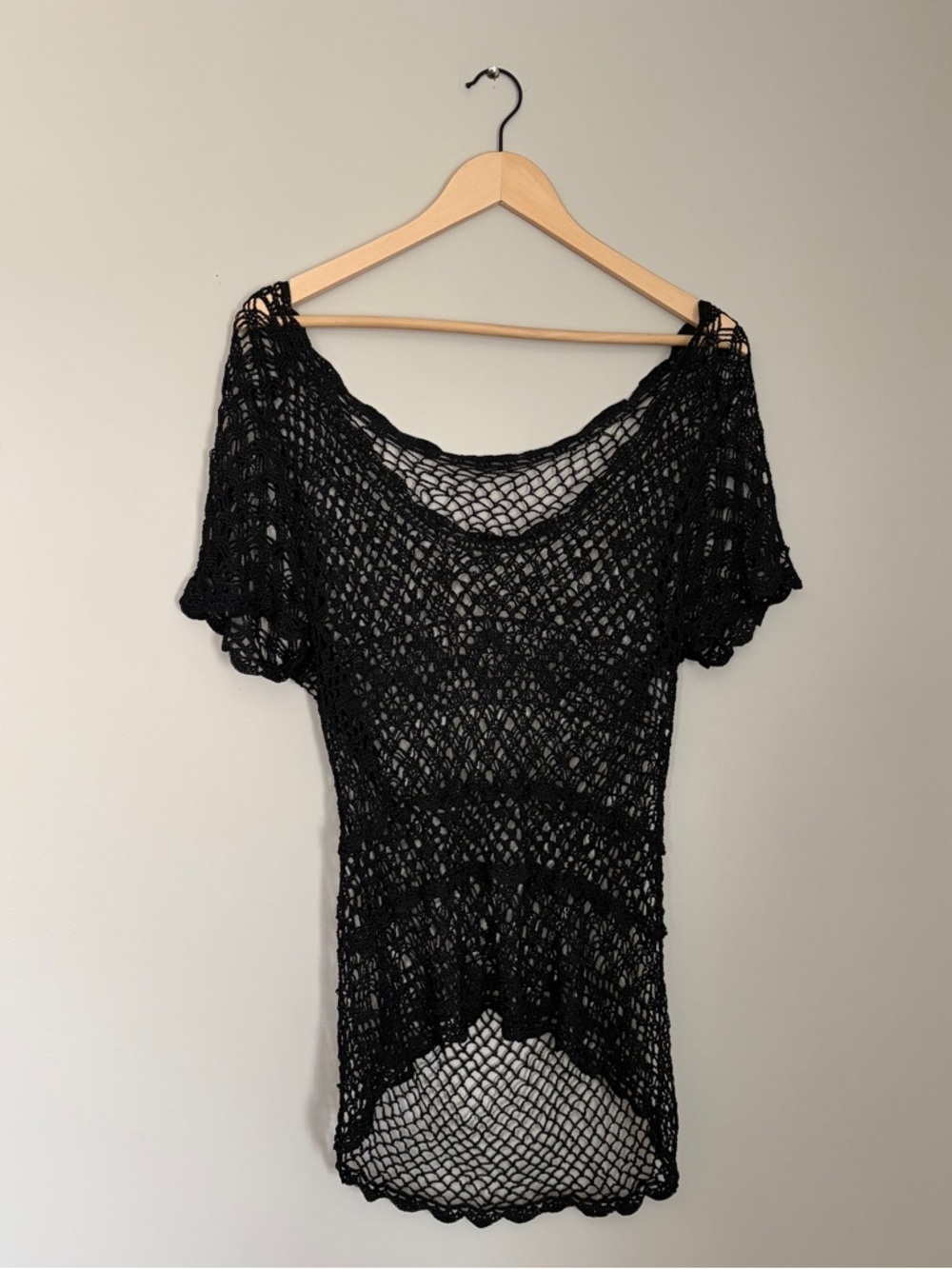 Y2K black crochet low back beach cover up - Picture 6 of 6